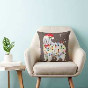 Coussin Chien des Pyrénées Noël Lumière Noël Maman Papa