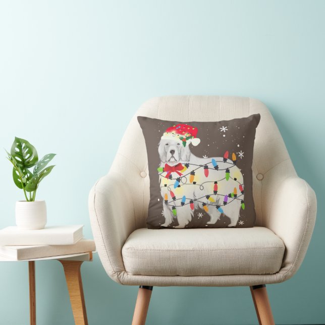 Coussin Chien des Pyrénées Noël Lumière Noël Maman Papa (Chaise)