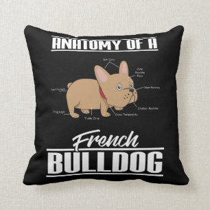 Coussin Chien drôle d'anatomie de bouledogue français