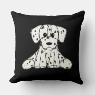 Coussin Chien en dalmate dessin simple noir