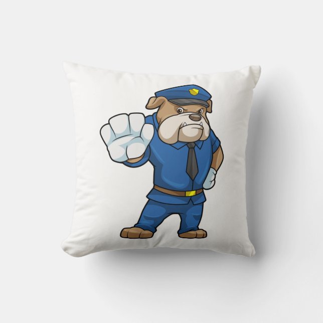Coussin Chien en policier avec uniforme (Recto)