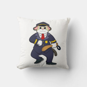 Coussin Chien en policier avec uniforme de police