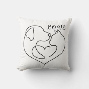 Coussin Chien et Chat Minimaliste Cœur - Conception d'Art