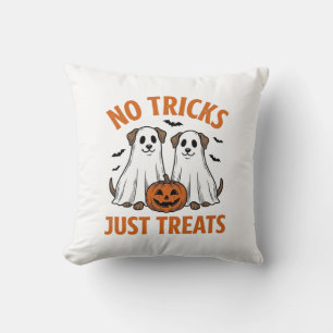 Coussin Chien fantôme drôle Halloween Pas de farces juste