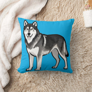 Coussin Chien Husky de dessin animé Cadeau Sibérien noir b