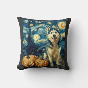 Coussin Chien Husky Sibérien Mignon Halloween Jack O Lante