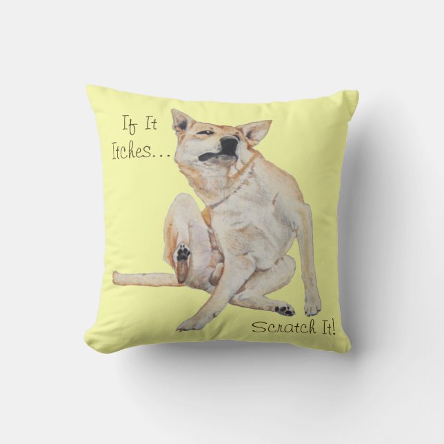 Coussin chien irritant rayant la peinture avec le slogan (Recto)