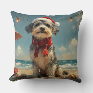 Coussin Chien Louveteau Noël Vintage Plage