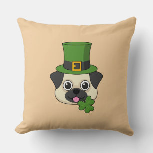 Coussin Chien mignon avec Casquette vert et Shamrock St Pa