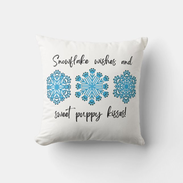 Coussin Chien Paw Snowflake Puppy Bisses (Recto)