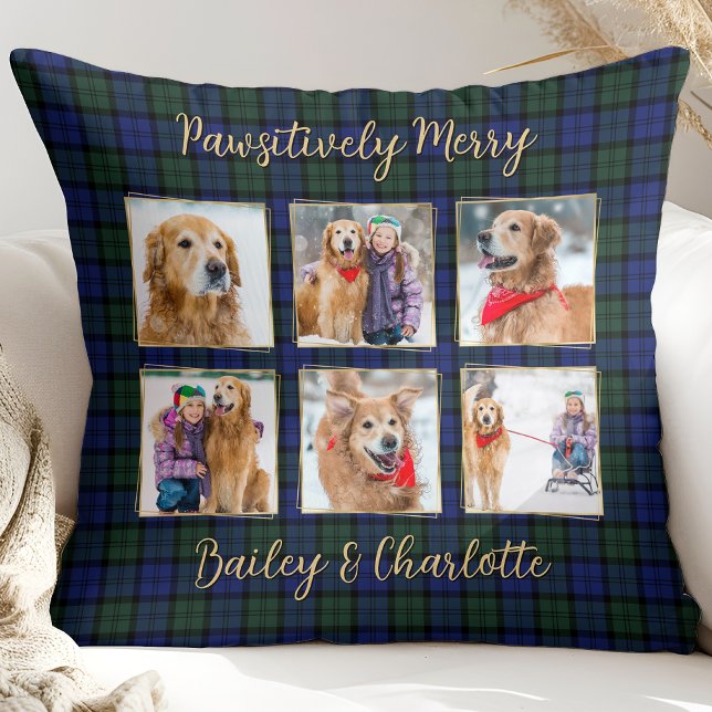 Coussin Chien Photo Collage 6 Custom Modern Holiday Plaid (Créateur téléchargé)