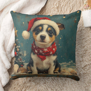 Coussin Chien Rat Terrier Noël Vintage Plage