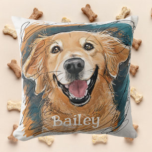 Coussin Chien Retriever Doré Personnalisé Mignon
