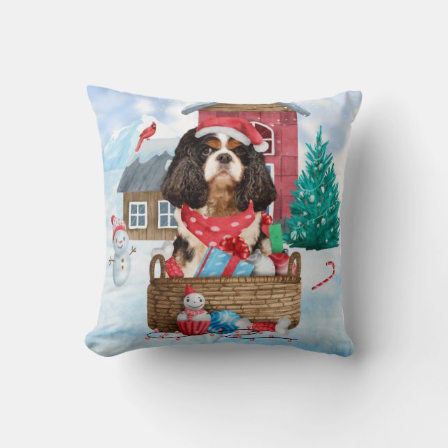 Coussin Chien Roi Cavalier dans la neige Maison de Chien N (Recto)