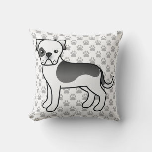 Coussin Chien-taureau Américain Noir Et Patrouilles Gris