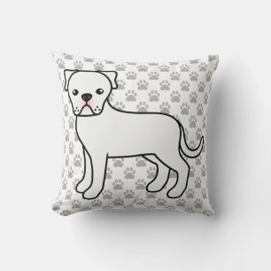 Coussin Chien-taureau blanc d'Amérique sur le Motif Grey P