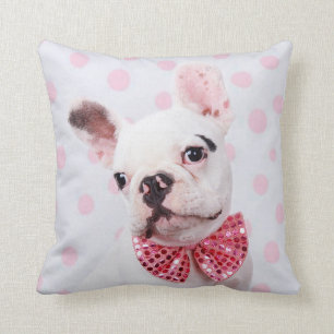 Coussin Chien-taureau français avec Cravate de Bow