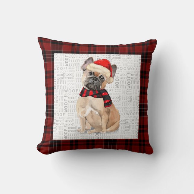 Coussin Chien-taureau français et Pillo de Jeu de Noël rou (Recto)