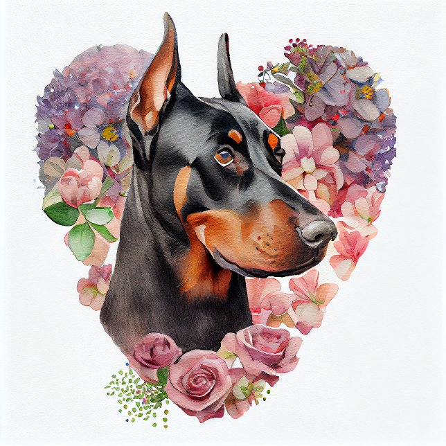 Coussin Chien Valentine Doberman Pinscher (Créateur téléchargé)