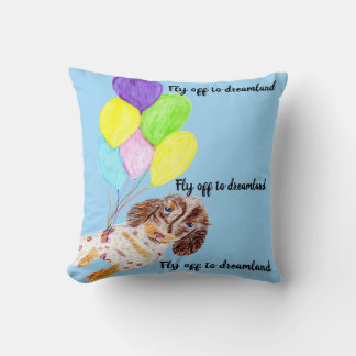 Coussin Chien volant en route pour le pays des rêves