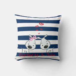Coussin Chiens Adorables en Amour sur Personnalisé Rayé