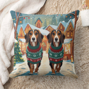 Coussin Chiens Afghan Hound Noël Neige Fêtes