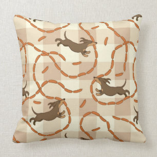 Coussin chiens chanceux avec l'arrière - plan de saucisses