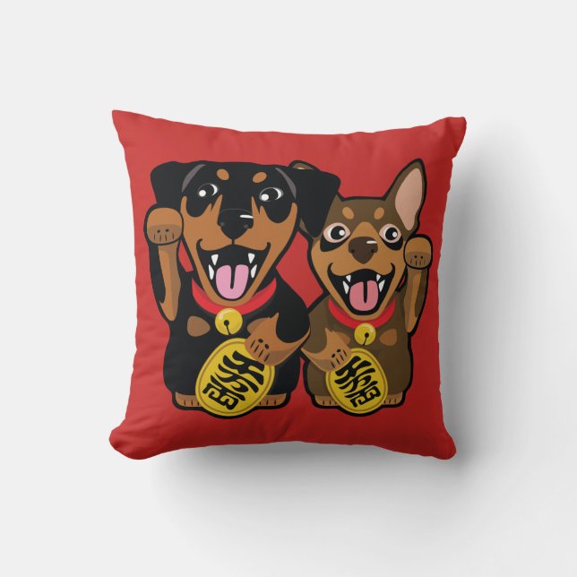 Coussin Chiens chanceux - carreau minimum d'illustration (Recto)