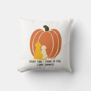 Coussin Chiens, Citrouilles, Gratitude
