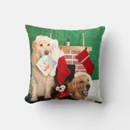Coussin Chiens d'arrêt d'or la nuit avant Noël