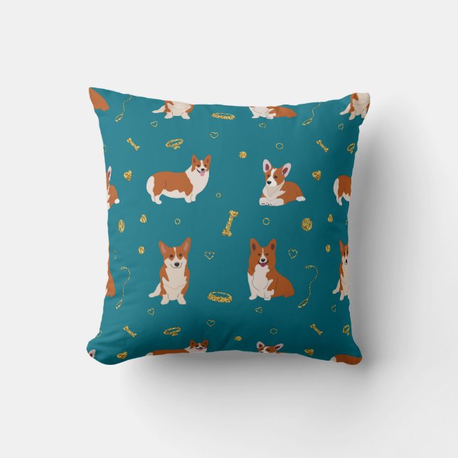 Coussin Chiens de chiot de Corgi mignons (Recto)