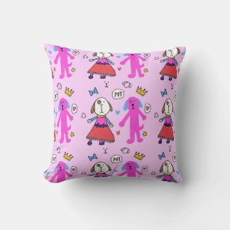 coussin "Chiens de chiot en rose"