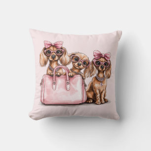 Coussin Chiens de Dachshund à la mode Porte-monnaie rose