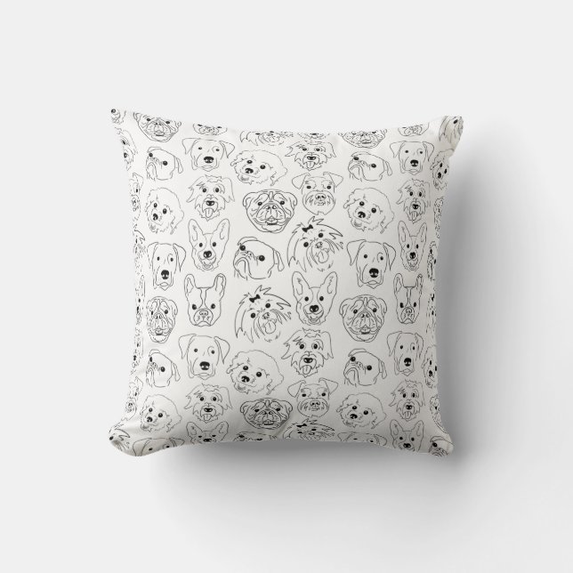 Coussin Chiens de Doodle partout sur la ligne d'impression (Recto)