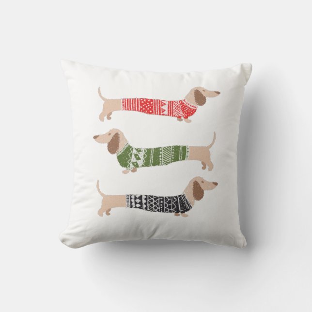 Coussin Chiens de Noël Dachshund Wiener (Recto)