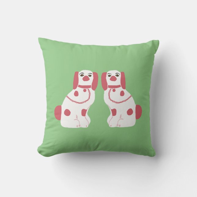 Coussin Chiens de Staffordshire roses (Recto)