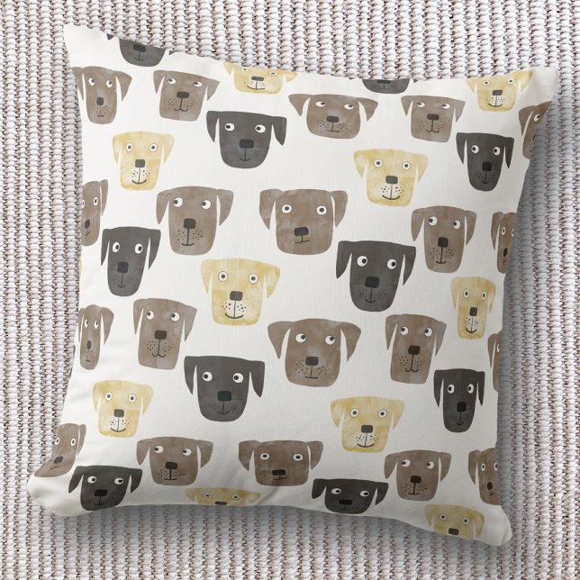 Coussin Chiens Labrador Retriever (Fun Labrador retriever dog pattern throw pillow)
