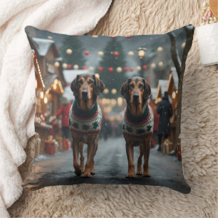 Coussin Chiens Lévrier Noël Neige Fêtes