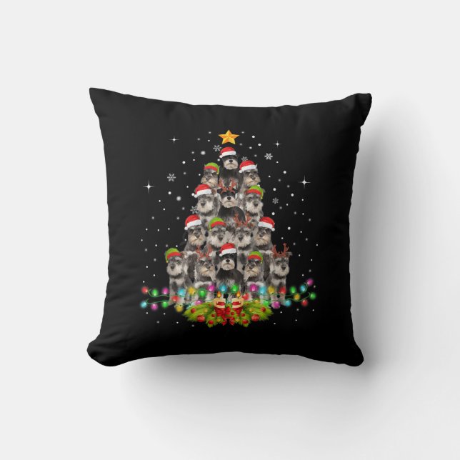 Coussin Chiens Schnauzer Arbre Chandail de Noël Jeu de Noë (Recto)