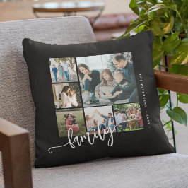 Coussin Chiffre de la famille de collage photo moderne