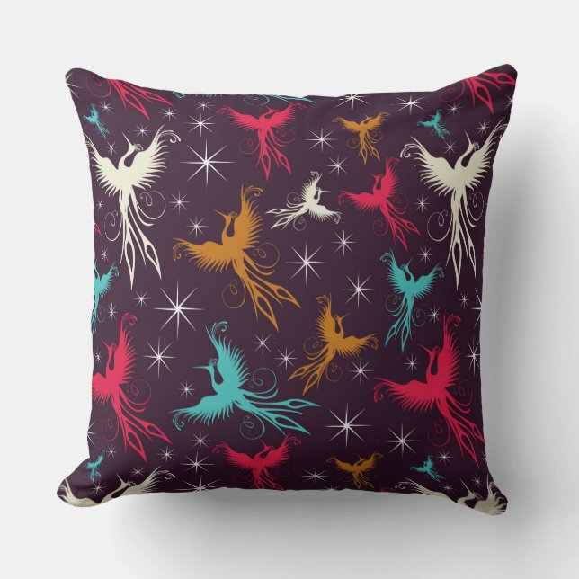 Coussin Chiffre motif d'oiseaux de Phoenix (Recto)