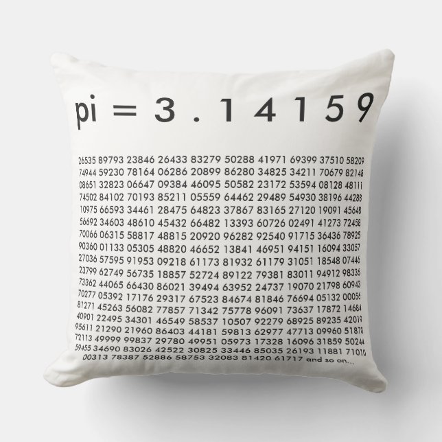 Coussin chiffres blancs noirs de jour de la Science pi de (Recto)