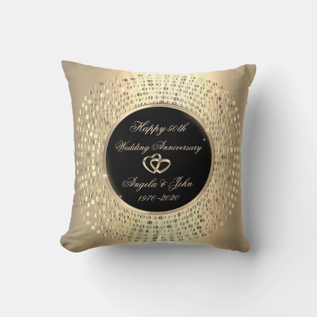 Coussin Chiffres d'or élégant 50e anniversaire de Mariage (Recto)