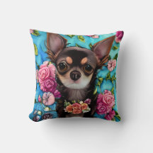 Chihuahua Avec Carré Fleurs