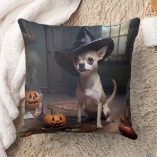 Coussin Chihuahua Citrouilles Halloween effrayant