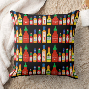 Coussin Chili Addict Épicé Aliments Lover Chili Bouteilles