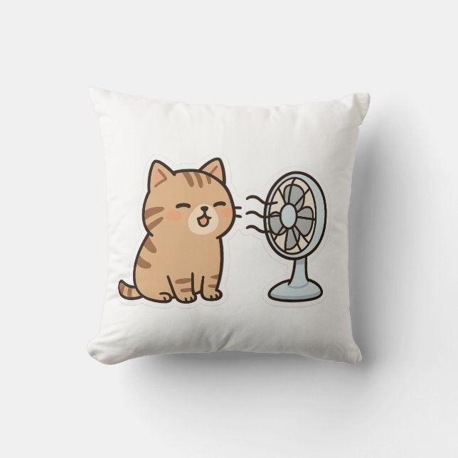 Coussin Chill Cat by the Fan - Joli Sticker d'été" (Recto)