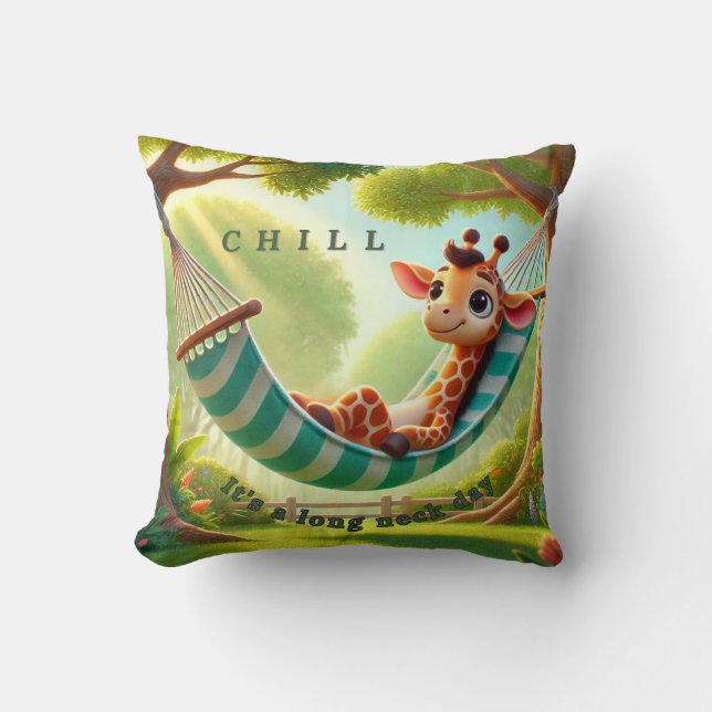 Coussin Chill - C'est une longue girafe de jour de cou (Recto)