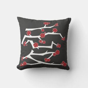 Coussin Chinois Ai Love Cerise Blossoms Rouge Sakura Maria