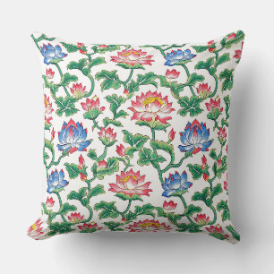 Coussin Chinoiserie Art Nouveau Lotus Floral